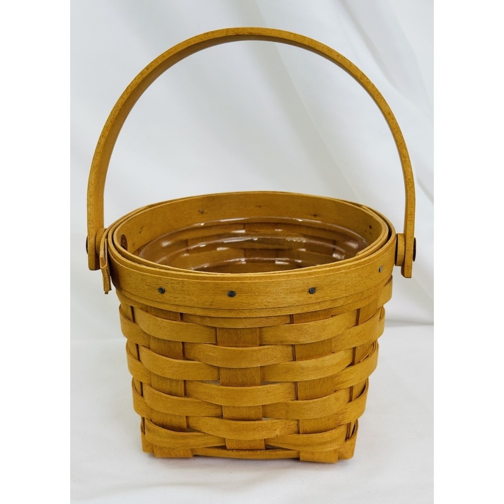 Longaberger 2002 Handled Hand Woven Basket 6.5" Wide 5" Tall Insert Included